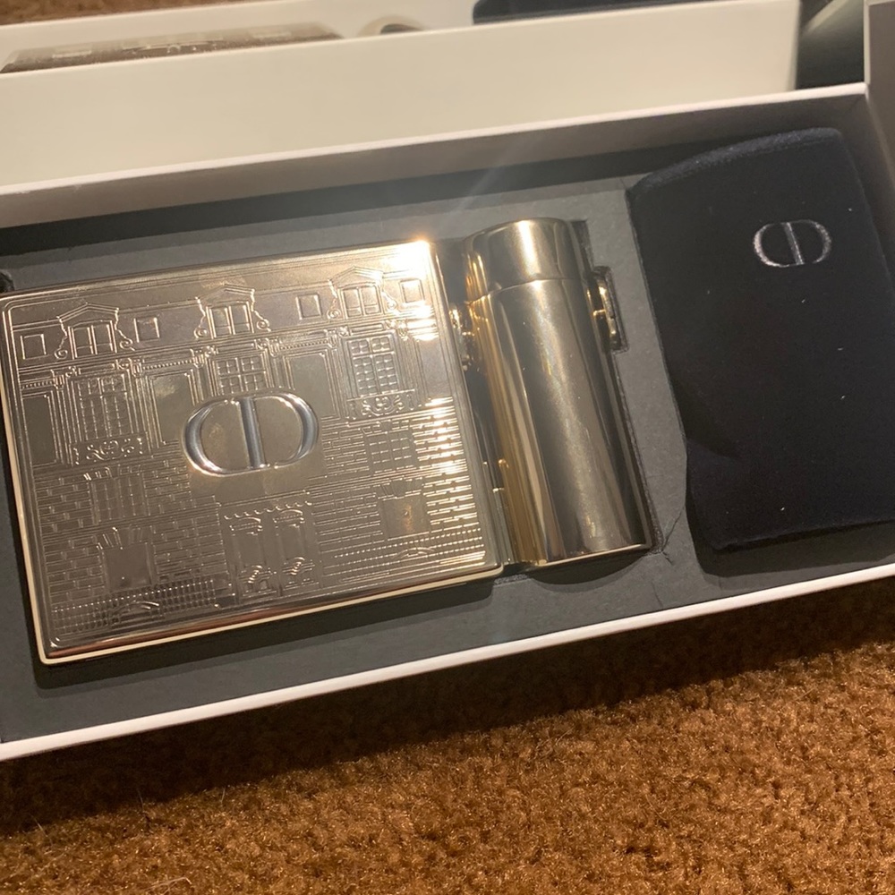 Dior rouge minaudiere gold mini lipstick case and holder with chain brand new LE